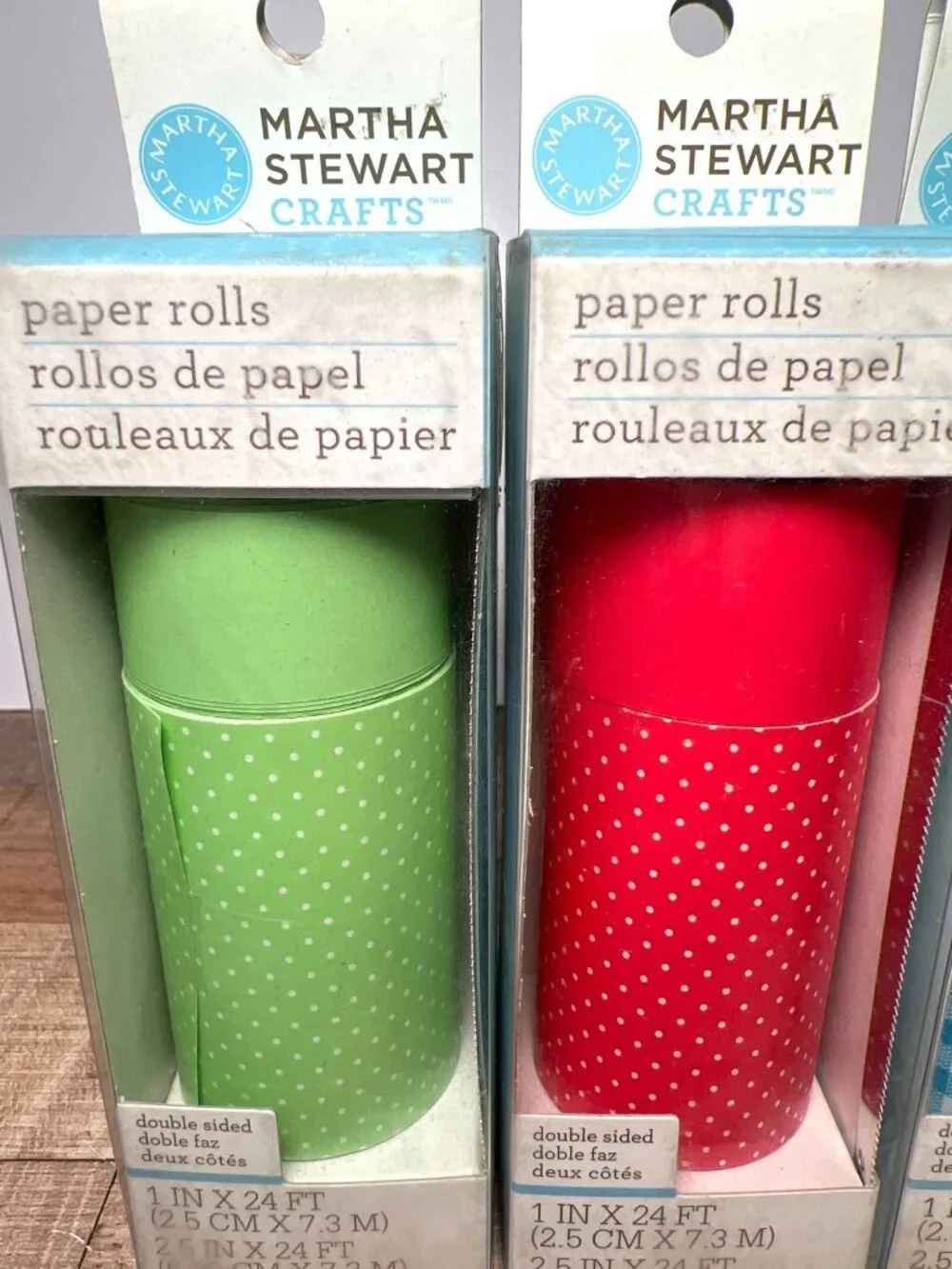 4 Pkg Martha Stewart Crafts Double-Sided Decorative Paper Rolls 1 In & 2.5 In X